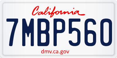 CA license plate 7MBP560
