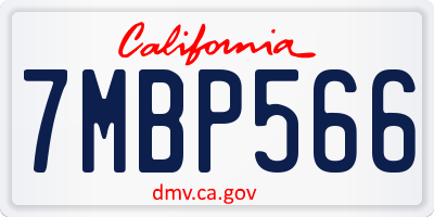 CA license plate 7MBP566