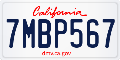 CA license plate 7MBP567