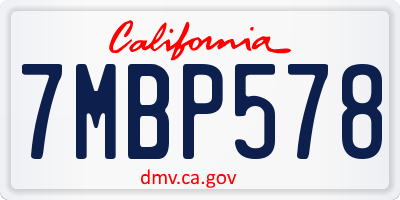 CA license plate 7MBP578