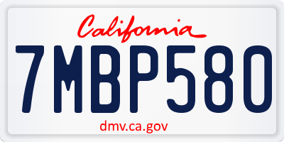 CA license plate 7MBP580