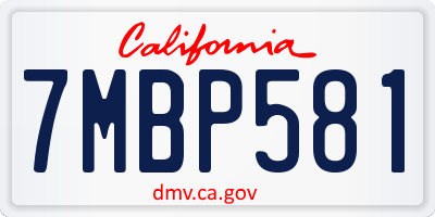 CA license plate 7MBP581