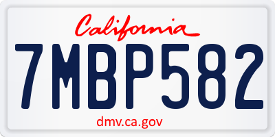 CA license plate 7MBP582