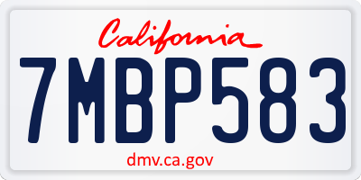 CA license plate 7MBP583