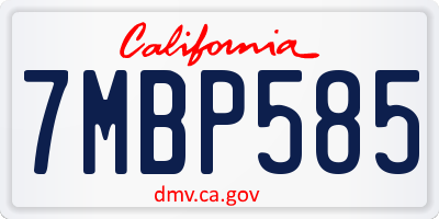 CA license plate 7MBP585