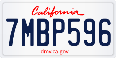 CA license plate 7MBP596
