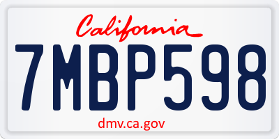 CA license plate 7MBP598