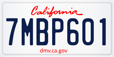 CA license plate 7MBP601