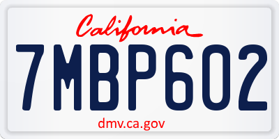 CA license plate 7MBP602
