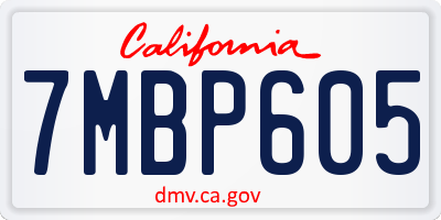 CA license plate 7MBP605