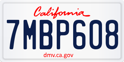 CA license plate 7MBP608