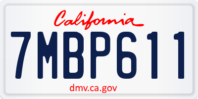 CA license plate 7MBP611