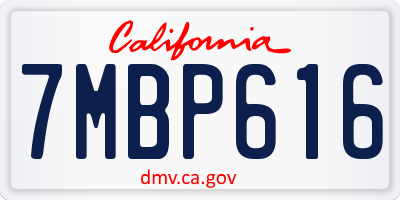 CA license plate 7MBP616