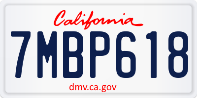 CA license plate 7MBP618