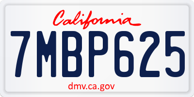 CA license plate 7MBP625