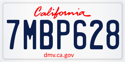 CA license plate 7MBP628