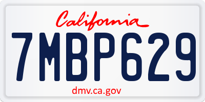 CA license plate 7MBP629