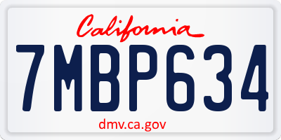 CA license plate 7MBP634