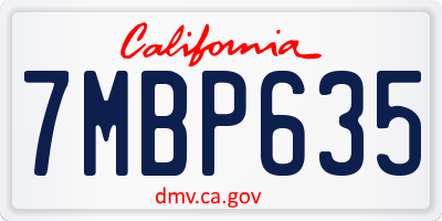 CA license plate 7MBP635