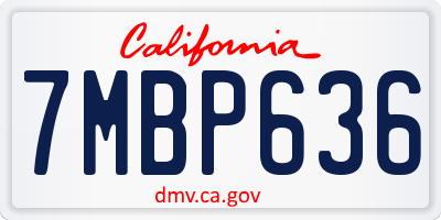 CA license plate 7MBP636