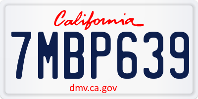 CA license plate 7MBP639