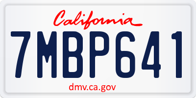 CA license plate 7MBP641