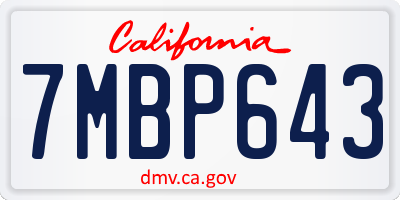 CA license plate 7MBP643