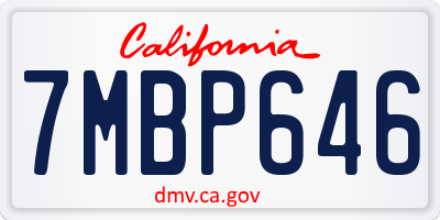 CA license plate 7MBP646