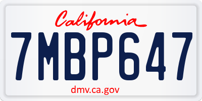 CA license plate 7MBP647