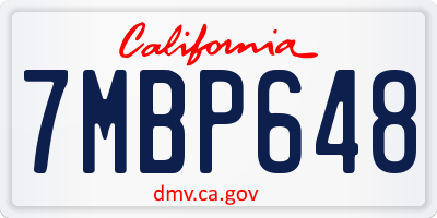 CA license plate 7MBP648