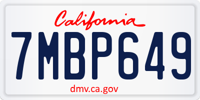 CA license plate 7MBP649