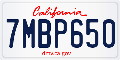 CA license plate 7MBP650