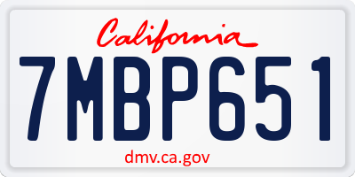 CA license plate 7MBP651