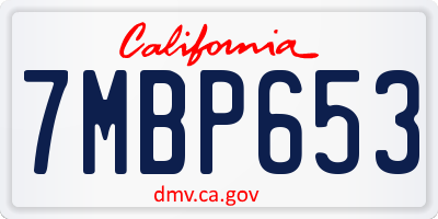 CA license plate 7MBP653