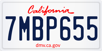 CA license plate 7MBP655