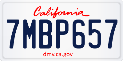 CA license plate 7MBP657