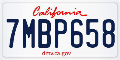 CA license plate 7MBP658