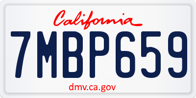CA license plate 7MBP659