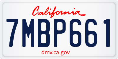 CA license plate 7MBP661