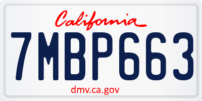CA license plate 7MBP663