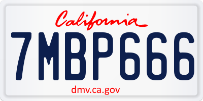 CA license plate 7MBP666