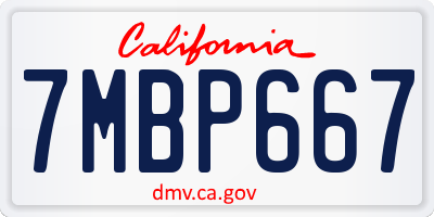 CA license plate 7MBP667