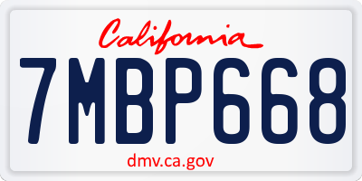 CA license plate 7MBP668