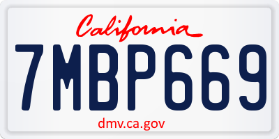 CA license plate 7MBP669