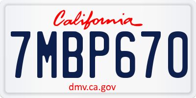 CA license plate 7MBP670