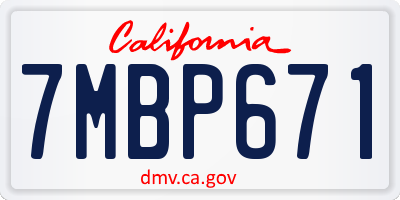 CA license plate 7MBP671