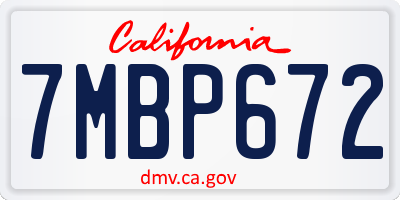 CA license plate 7MBP672