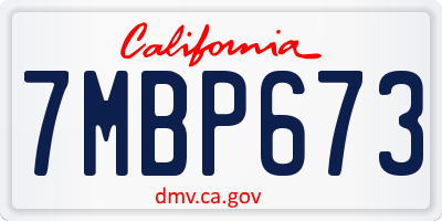 CA license plate 7MBP673