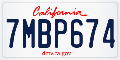 CA license plate 7MBP674
