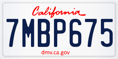 CA license plate 7MBP675